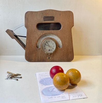 Antique Oak Mechanical Billiard Clock with Timer by P. O. Pedersen Copenhagen, 1920s-LCR-1399284