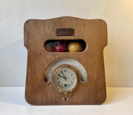 Antique Oak Mechanical Billiard Clock with Timer by P. O. Pedersen Copenhagen, 1920s-LCR-1399284