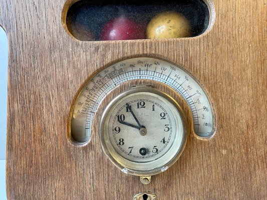 Antique Oak Mechanical Billiard Clock with Timer by P. O. Pedersen Copenhagen, 1920s-LCR-1399284