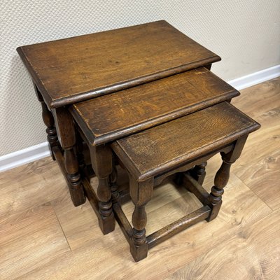 Antique Oak Nesting Tables, Set of 3-ALF-2033542