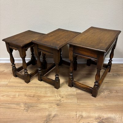 Antique Oak Nesting Tables, Set of 3-ALF-2033542