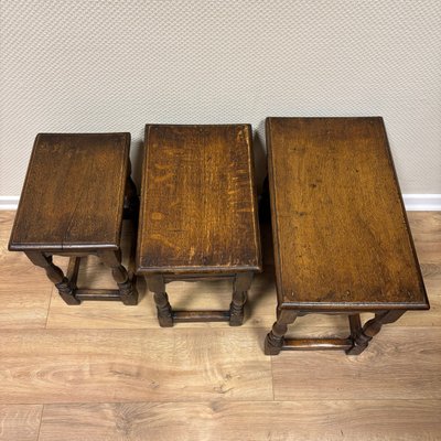 Antique Oak Nesting Tables, Set of 3-ALF-2033542