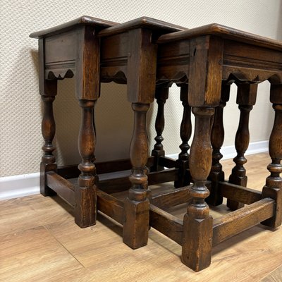 Antique Oak Nesting Tables, Set of 3-ALF-2033542