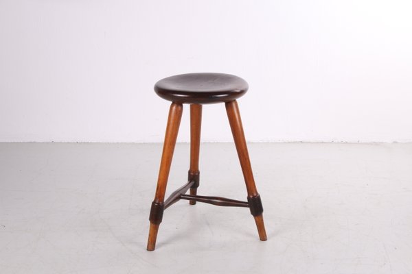 Antique Oak Stool with Patina, 1920s-EZZ-883383