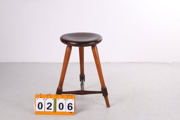 Antique Oak Stool with Patina, 1920s-EZZ-883383