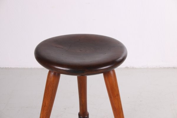 Antique Oak Stool with Patina, 1920s-EZZ-883383