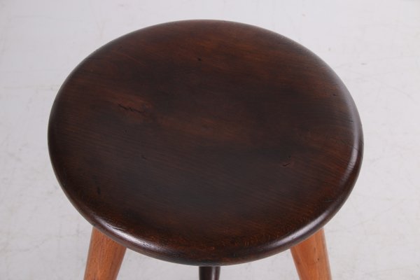 Antique Oak Stool with Patina, 1920s-EZZ-883383