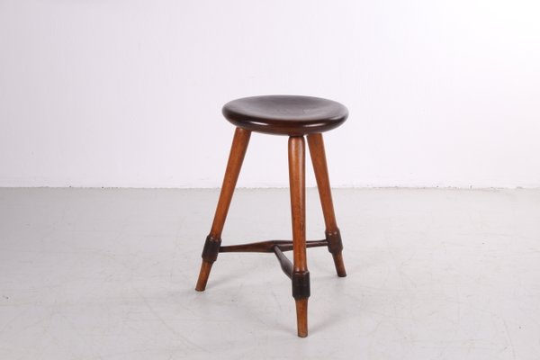 Antique Oak Stool with Patina, 1920s-EZZ-883383