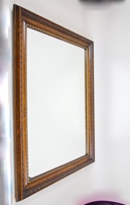 Antique Oak Wall Mirror with Twisted Golden Bar, Austria, 1890s-TQA-1321870