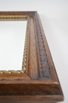 Antique Oak Wall Mirror with Twisted Golden Bar, Austria, 1890s-TQA-1321870