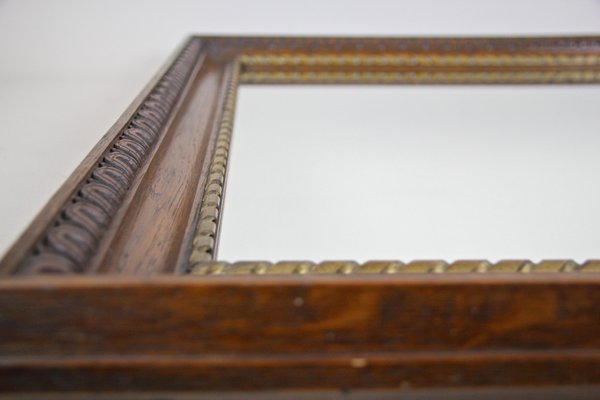 Antique Oak Wall Mirror with Twisted Golden Bar, Austria, 1890s-TQA-1321870