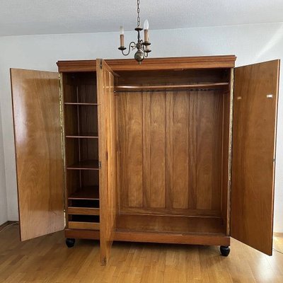 Antique Oak Wardrobe with 3 Doors & Mirror-ALF-2033609