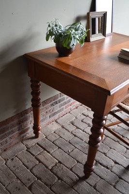 Antique Oak Writing Table with Chair, 1850, Set of 2-GTG-1735649