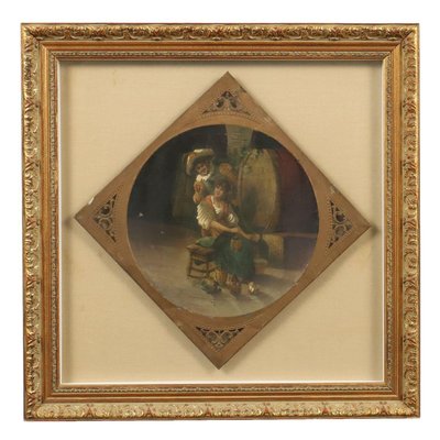 Antique Oil on Metal Gallant Scene, 19th Century-VMM-2023914