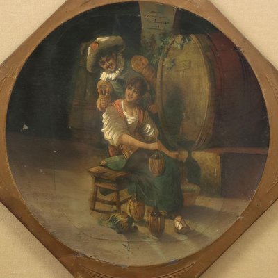 Antique Oil on Metal Gallant Scene, 19th Century-VMM-2023914