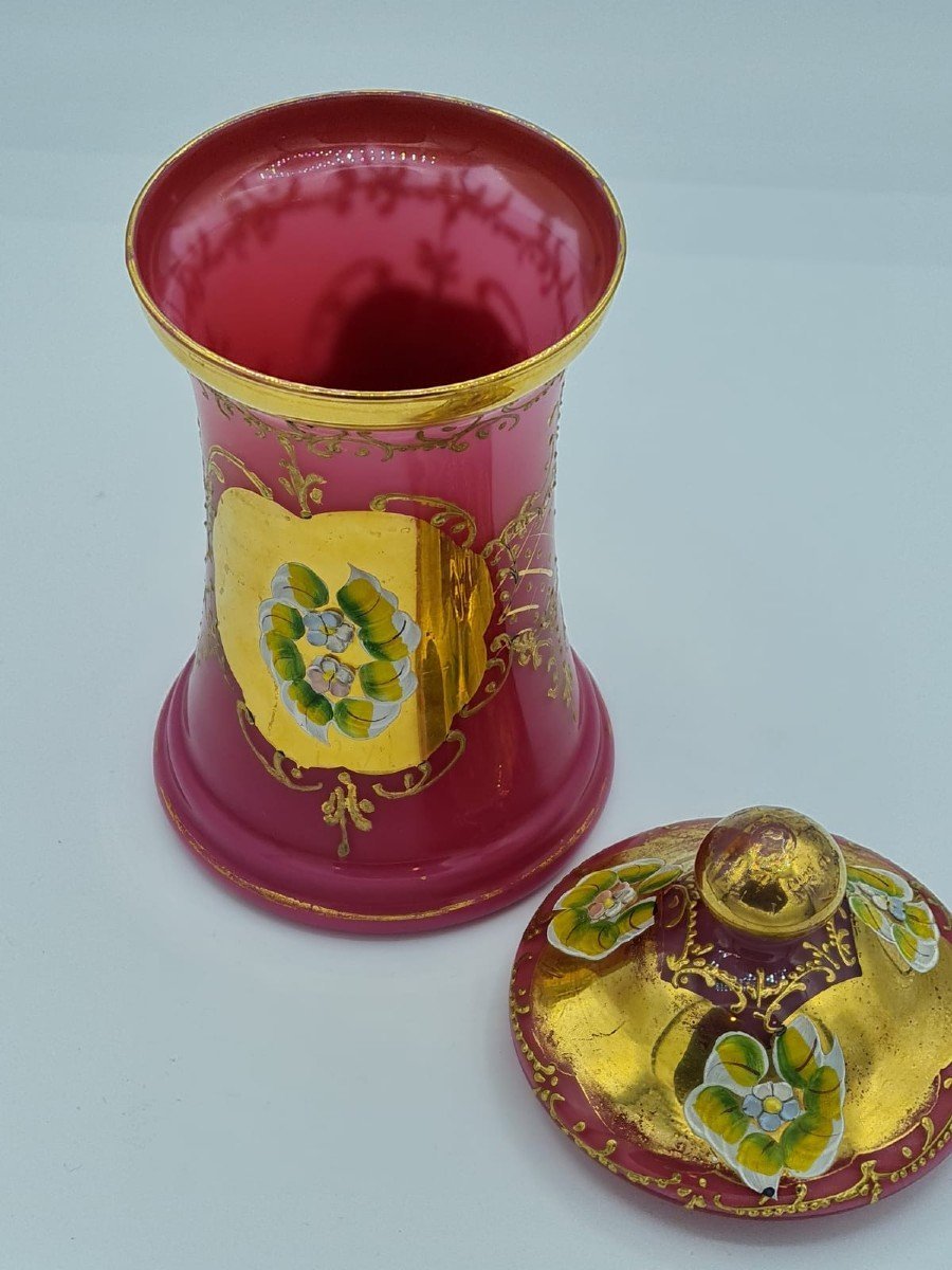 Antique Opaline Glass Jar or Biscuit Bowl