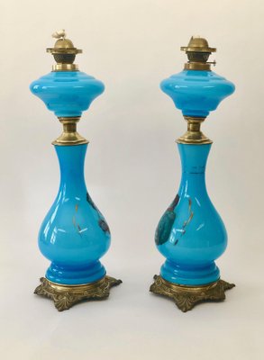 Antique Opaline Glass Oil Table Lamps Depicting Napoleon and Josephine, 1890s, Set of 2-BAF-1401469