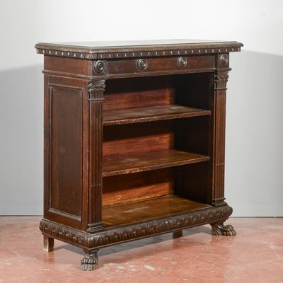 Antique Open Bookcase with Lion Feet, 1900s-RAQ-2016960