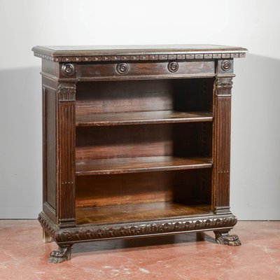 Antique Open Bookcase with Lion Feet, 1900s-RAQ-2016960