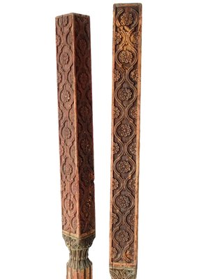 Antique Orient Hand-Carved Wooden Pillar Column, Swat Valley Pakistan, 1890s-UZN-1407576