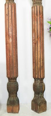 Antique Orient Hand-Carved Wooden Pillar Column, Swat Valley Pakistan, 1890s-UZN-1407576