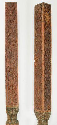 Antique Orient Hand-Carved Wooden Pillar Column, Swat Valley Pakistan, 1890s-UZN-1407576