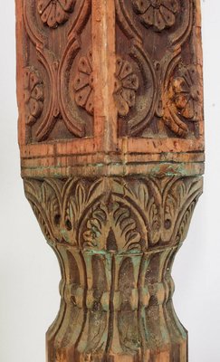 Antique Orient Hand-Carved Wooden Pillar Column, Swat Valley Pakistan, 1890s-UZN-1407576