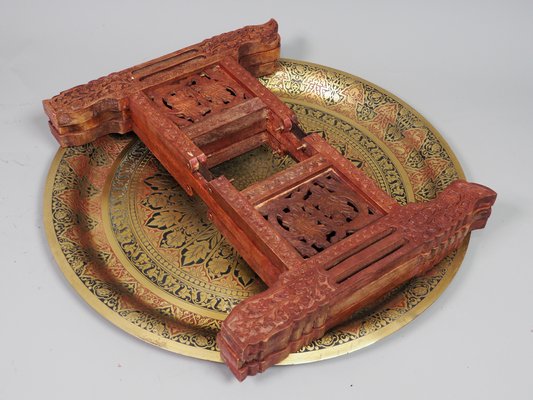 Antique Orient Islamic Hammer Engraved Table Tray, 1940s-UZN-1452765