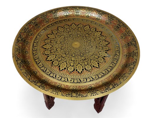 Antique Orient Islamic Hammer Engraved Table Tray, 1940s-UZN-1452765