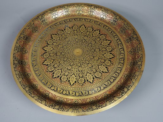 Antique Orient Islamic Hammer Engraved Table Tray, 1940s-UZN-1452765