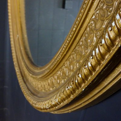 Antique Oval Mirror in Golden Frame-IA-1412570