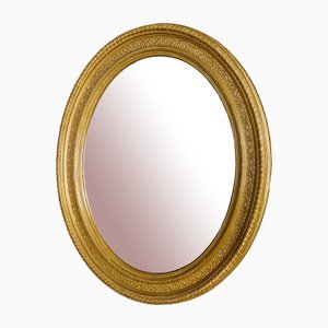 Antique Oval Mirror in Golden Frame-IA-1412570