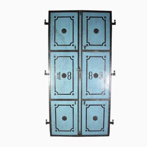 Antique Oversized Blue Iron Double Doors, 1880s-IND-1351125