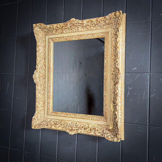 Antique Oxidized Gold Colored Frame Wall Mirror, 1900s