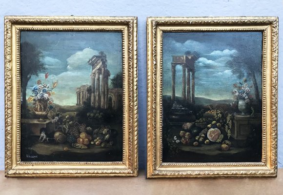 Antique Paintings, Oil on Canvas, Framed, Set of 2-WIM-1098019