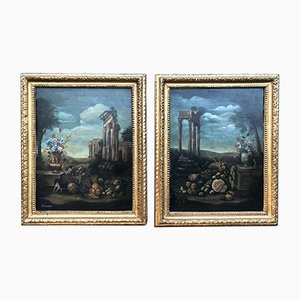 Antique Paintings, Oil on Canvas, Framed, Set of 2-WIM-1098019