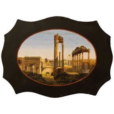 Antique Paperweight in Belgian Marble with Micromosaic Representing the Forum Romanum-ZCI-751862