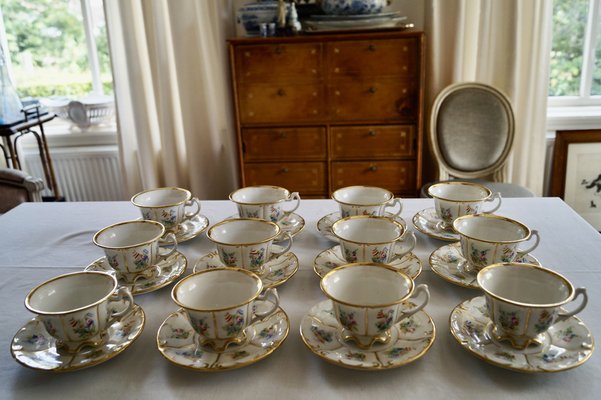 Antique Paris Porcelain Coffee Tea Service, 1870, Set of 16-DVX-1807234