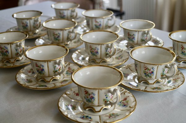 Antique Paris Porcelain Coffee Tea Service, 1870, Set of 16-DVX-1807234