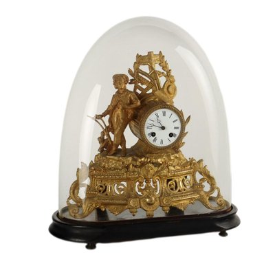 Antique Parisian Clock in Glass Case-VMM-2023892