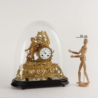 Antique Parisian Clock in Glass Case-VMM-2023892