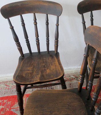 Antique Patinated Oak Dining Chairs, 19th Century, Set of 4-ED-2020455