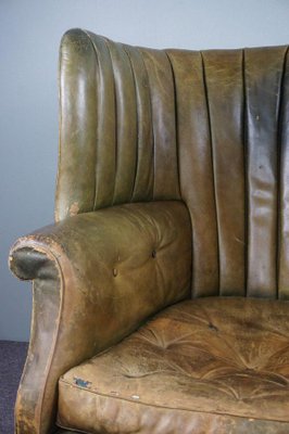 Antique Patinated Wingback Library Chair-HPP-1316454