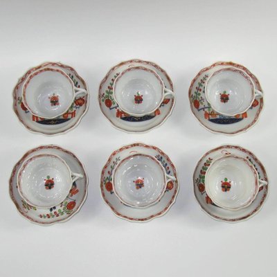 Antique Patterned Imari Cups & Saucers from Meissen, Set of 6-BMM-765488