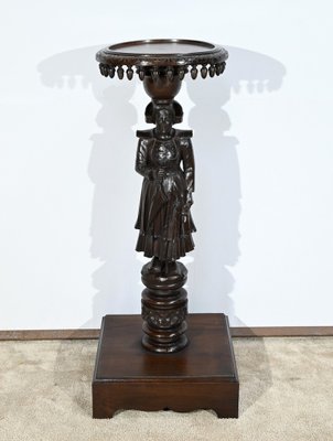 Antique Pedestal in Chestnut, 1890s-RVK-1771123