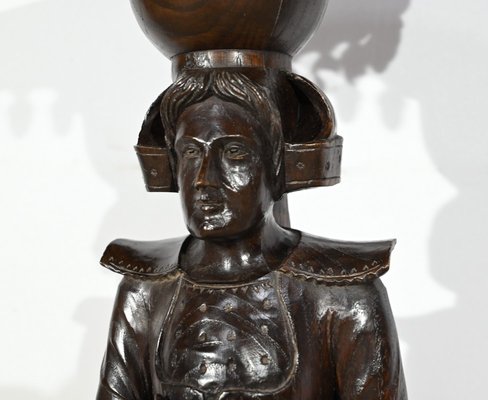 Antique Pedestal in Chestnut, 1890s-RVK-1771123