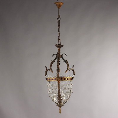 Antique Pendant in Gilded Bronze and Glass-VMM-2023927