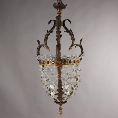 Antique Pendant in Gilded Bronze and Glass-VMM-2023927