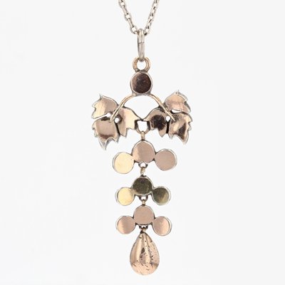 Antique Pendant in Silver and 18K Rose Gold with Diamonds-OLU-1292416