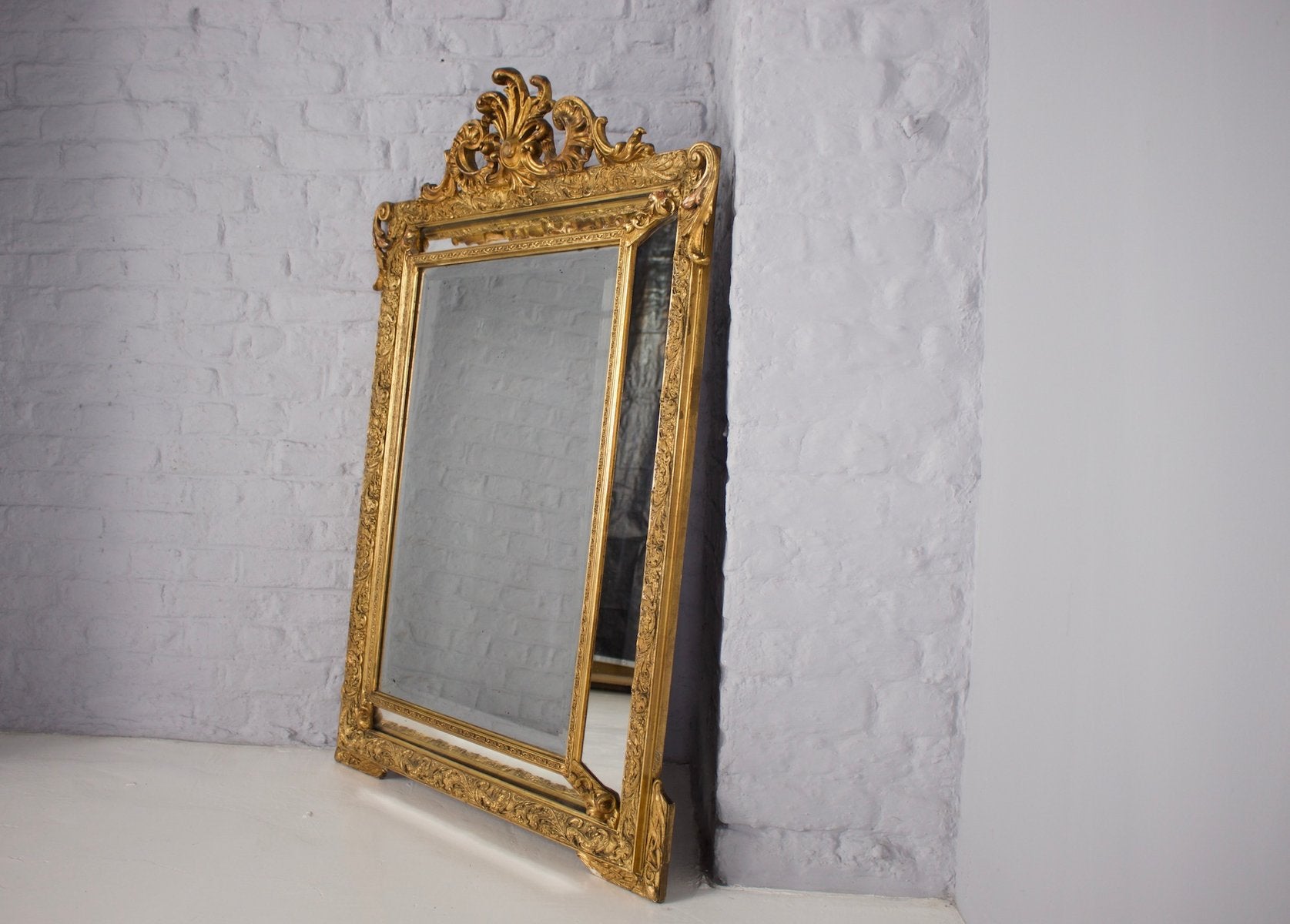 Antique Pillar Framed Mirror, 1890s